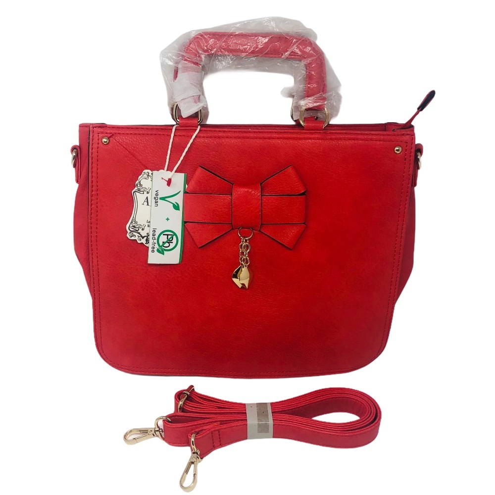 NEW ALYSSA Coral Vegan Satchel Crossbody Bag